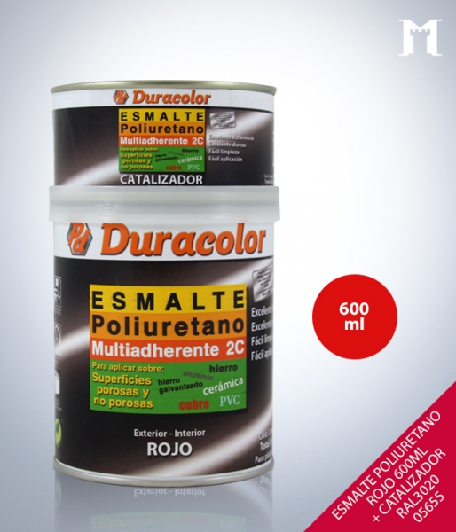 Foto principal ESMALTE POLIURETANO ROJO + CATALIZADOR RAL-3020 600ML