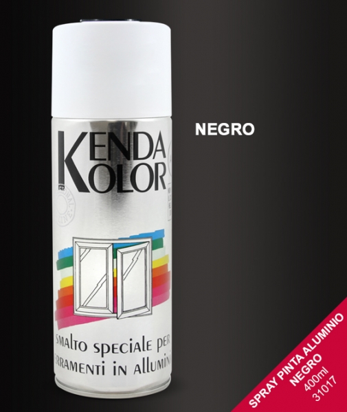 Foto principal SPRAY PINTA ALUMINIO COLOR NEGRO BRILLO  KENDA 400 ml RAL 9017