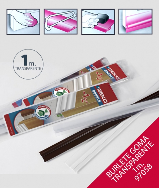 Foto principal BURLETE PARA PUERTAS ADHESIVO DE GOMA TRANSPARENTE 1M