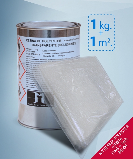 Resina poliéster + fibra kit completo 1 Kg. ▷ 13,60 €